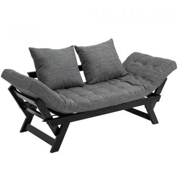 HomCom canapea tip sezlong, 163,83x66,04x81,28 cm, neagra | AOSOM RO