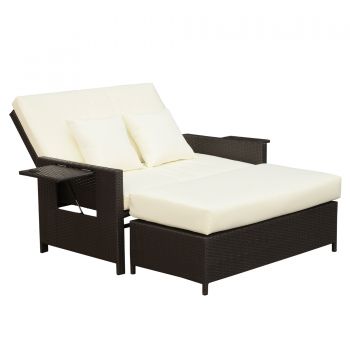 Outsunny Canapea de Gradina cu Banca Mobilier de Gradina din Ratan Maro | Aosom Romania