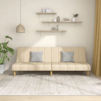 vidaXL Canapea extensibilă cu 2 locuri, crem, textil