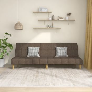 vidaXL Canapea extensibilă cu 2 locuri, gri taupe, material textil