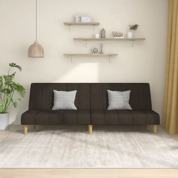 vidaXL Canapea extensibilă cu 2 locuri, maro închis, textil