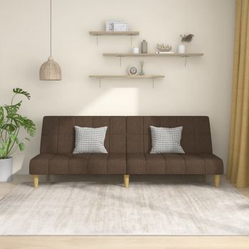 vidaXL Canapea extensibilă cu 2 locuri, maro, textil