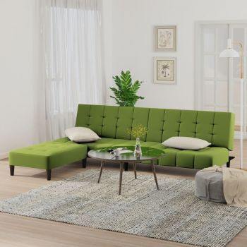 vidaXL Canapea extensibilă cu taburet 2 locuri, verde deschis, catifea