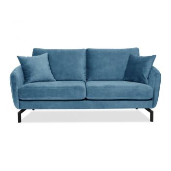 Canapea albastră cu tapițerie din catifea 190 cm Magic - Scandic