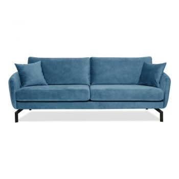 Canapea albastră cu tapițerie din catifea 230 cm Magic - Scandic