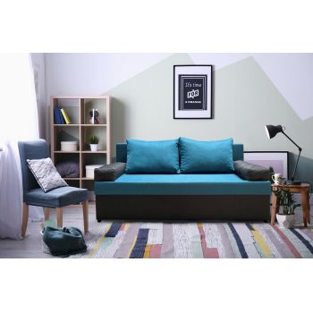 Canapea extensibila Odessa 185x85x80 cm, cu lada de depozitare, Blue/Antracit la reducere