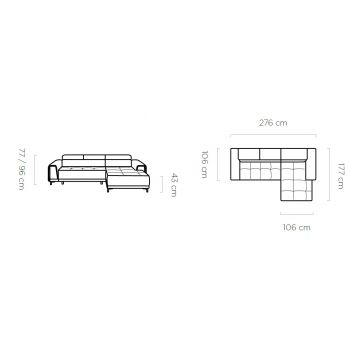 Coltar living extensibil Volta Mini – L276 x l177 x h106 cm