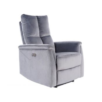 Fotoliu recliner tapitat Neptun Velvet gri - H96