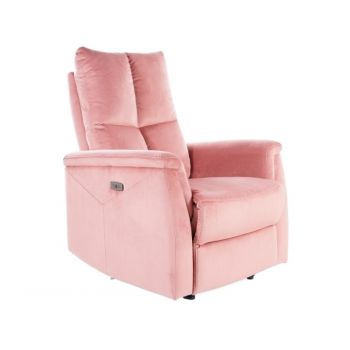 Fotoliu recliner tapitat Neptun Velvet roz - H96