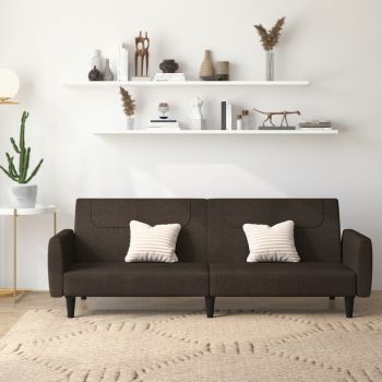 vidaXL Canapea extensibilă cu 2 locuri, maro închis, material textil