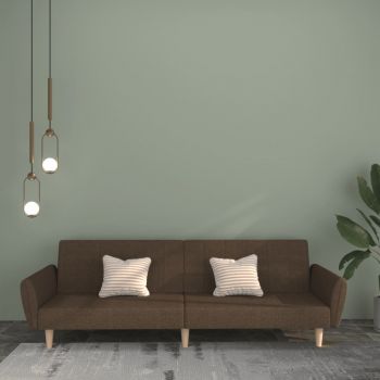 vidaXL Canapea extensibilă cu 2 locuri, maro, textil