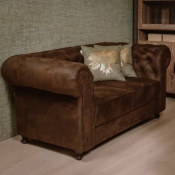 Canapea 2 Locuri Chesterfild, Brown, 90 x 80 x 163 Cm