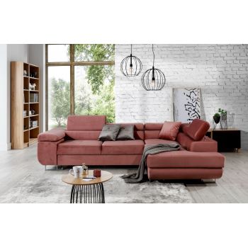 Coltar Extensibil Antoniu cu Lada de Depozitare, Sezlong pe Dreapta, Tetiere si Cotiere Reglabile, l275xA202xH70-90 cm
