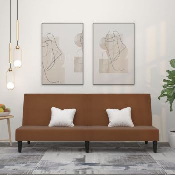 vidaXL Canapea extensibilă cu 2 locuri, maro, textil microfibră