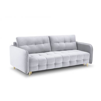 Canapea cu functie de pat din catifea argintiu cu picioare customizabile L219cm Scaleta