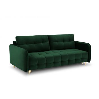 Canapea cu functie de pat din catifea verde cu picioare customizabile L219cm Scaleta