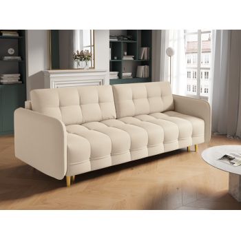 Canapea cu functie de pat din stofa bej cu picioare customizabile L219cm Scaleta