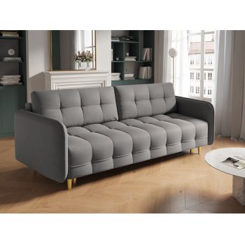 Canapea cu functie de pat din stofa gri deschis cu picioare customizabile L219cm Scaleta