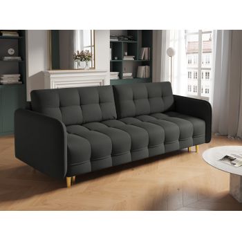 Canapea cu functie de pat din stofa gri inchis cu picioare customizabile L219cm Scaleta