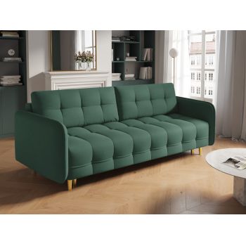 Canapea cu functie de pat din stofa verde cu picioare customizabile L219cm Scaleta
