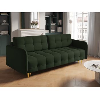 Canapea cu functie de pat din stofa verde inchis cu picioare customizabile L219cm Scaleta