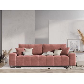 Canapea extensibila roz cu picioare negre Byron L250cm