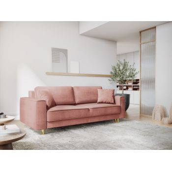 Canapea extensibila roz cu spatiu depozitare picioare customizabile Dunas L233cm