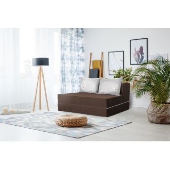 Canapea extensibila Urban Living Bedora 136x80x40 cm Dark Chocolate/ Daisies Flower