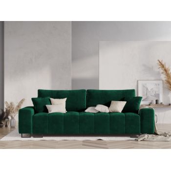 Canapea extensibila verde cu picioare negre Byron L250cm