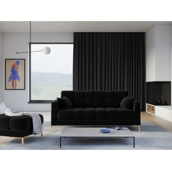 Canapea fixa din catifea negru cu picioare customizabile in dimensiuni multiple Mamaia
