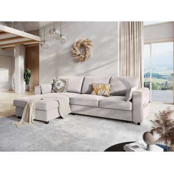 Coltar reversibil cu functie de pat din catifea gri deschis Susa Coltar reversibil cu functie de pat din catifea gri deschis Susa