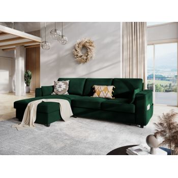 Coltar reversibil cu functie de pat din catifea verde Susa Coltar reversibil cu functie de pat din catifea verde Susa