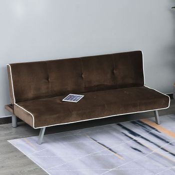 Homcom Canapea extensibila Rabatabila cu Structura din Lemn Maro 170 x 76 x 72,5cm