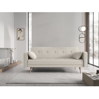 Canapea cu functie pat tapitata cu stofa Bej L212cm Jasper