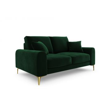 Canapea fixa tapitata cu catifea Verde cu picioare customizabile in dimensiuni multiple Larnite