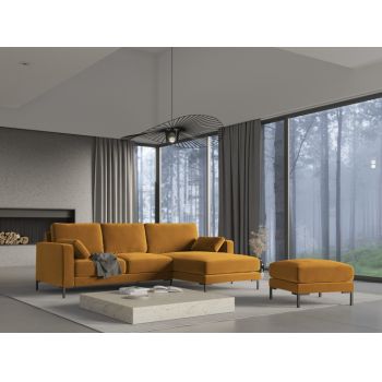 Coltar fix cu orientare customizabila tapitat cu catifea Galben L248cm Jade
