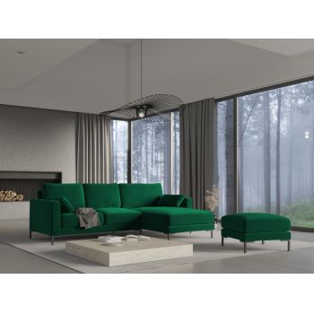 Coltar fix cu orientare customizabila tapitat cu catifea Verde L248cm Jade