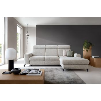 Coltar Notte Enjoy Me 18 Extensibil cu Arcuri Ondulate si Spuma Poliuretanica, Sezlong pe Dreapta, Suprafata de Dormit 217x127 cm, tapitat cu Stofa Eco Friendly, cu Lada de Depozitare, l268xA174xH102 cm