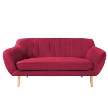 Canapea cu 2 locuri și picioare de culoare deschisă Mazzini Sofas Sardaigne, roz închis fixa