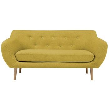 Canapea cu 2 locuri și picioare de culoare deschisă Mazzini Sofas Sicile, galben