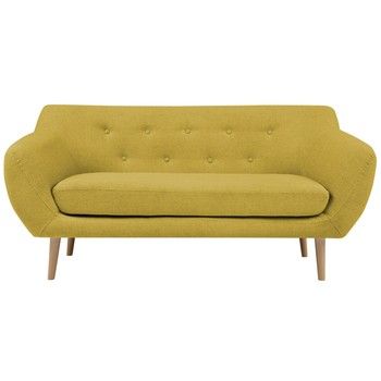Canapea cu 2 locuri și picioare de culoare deschisă Mazzini Sofas Sicile, galben Canapea cu 2 locuri și picioare de culoare deschisă Mazzini Sofas Sicile, galben