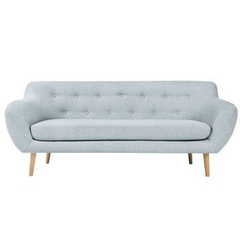 Canapea cu 2 locuri și picioare de culoare deschisă Mazzini Sofas Sicile, albastru deschis