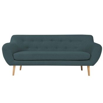 Canapea cu 2 locuri și picioare de culoare deschisă Mazzini Sofas Sicile, albastru închis Canapea cu 2 locuri și picioare de culoare deschisă Mazzini Sofas Sicile, albastru închis