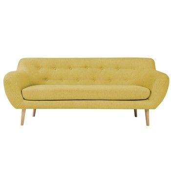 Canapea cu 2 locuri și picioare de culoare deschisă Mazzini Sofas Sicile, galben Canapea cu 2 locuri și picioare de culoare deschisă Mazzini Sofas Sicile, galben