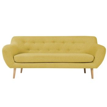 Canapea cu 2 locuri și picioare de culoare deschisă Mazzini Sofas Sicile, galben