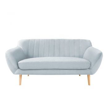 Canapea cu tapițerie din catifea Mazzini Sofas Sardaigne, 158 cm, albastru deschis