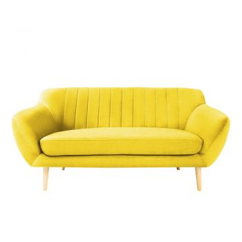 Canapea cu tapițerie din catifea Mazzini Sofas Sardaigne, 158 cm, galben