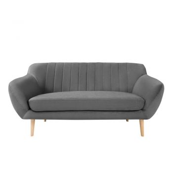 Canapea cu tapițerie din catifea Mazzini Sofas Sardaigne, 158 cm, gri