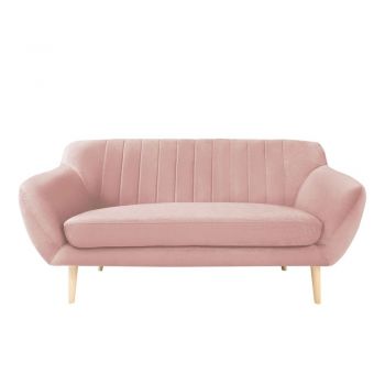 Canapea cu tapițerie din catifea Mazzini Sofas Sardaigne, 158 cm, roz deschis