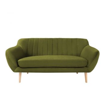 Canapea cu tapițerie din catifea Mazzini Sofas Sardaigne, 158 cm, verde